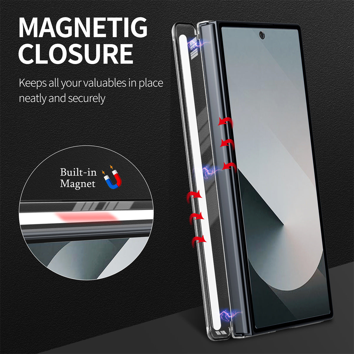 Transparent magnetic rotating ring Samsung Z Fold phone case