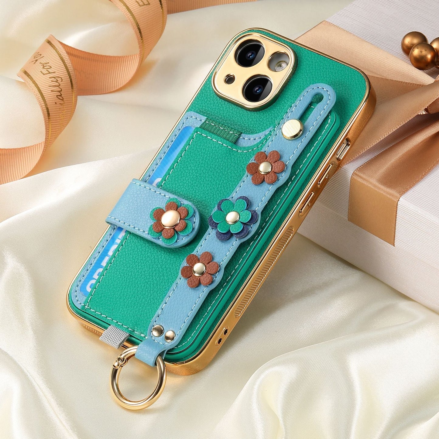 Tali pergelangan tangan bunga tiga dimensi saduran elektrik sarung telefon bimbit Apple