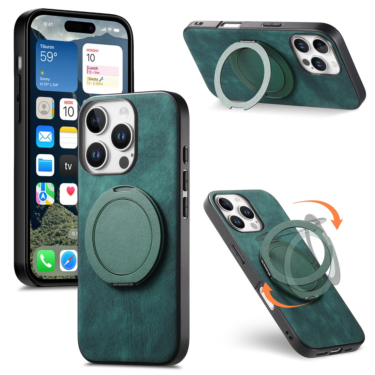 Round rotating magnetic ring iPhone case