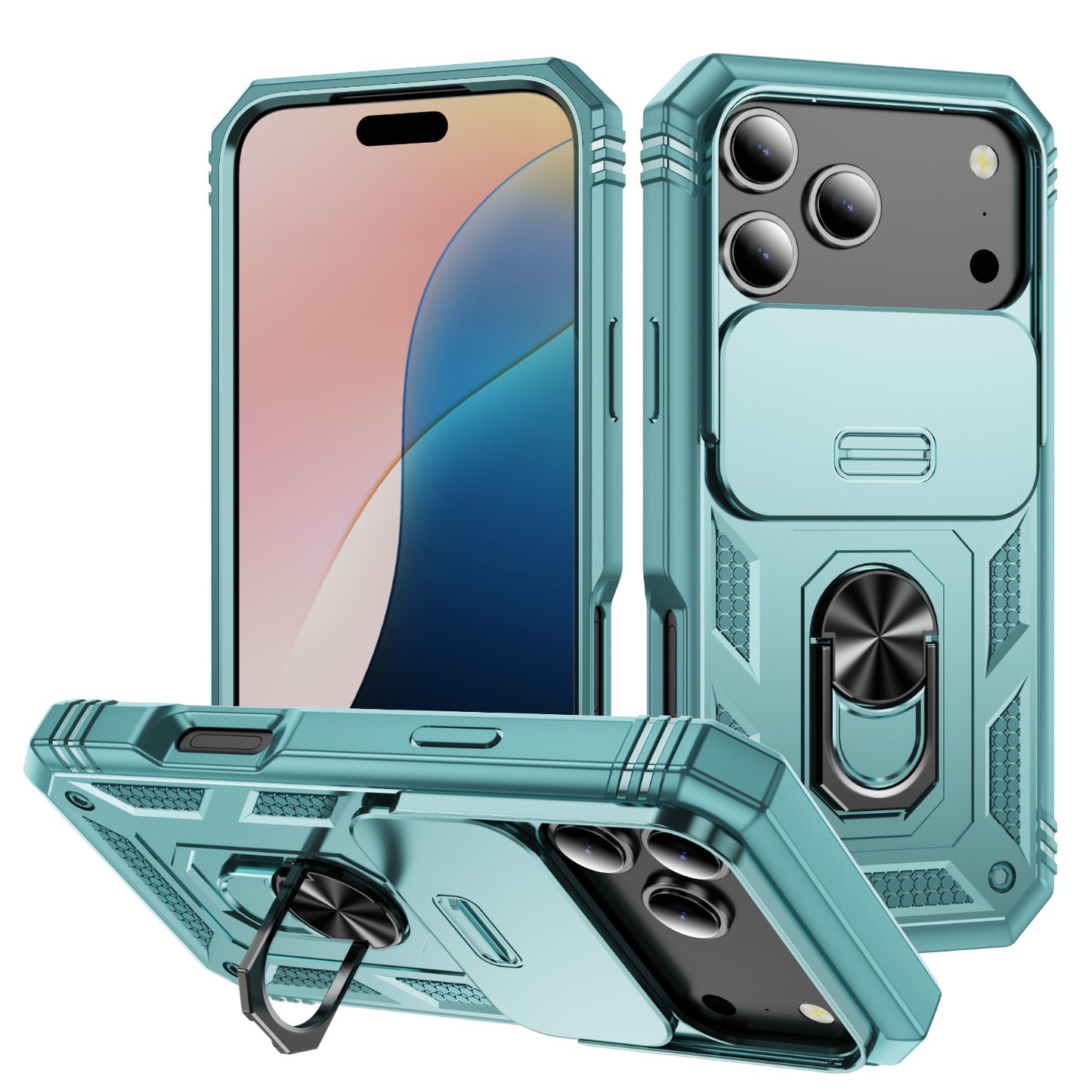 Window-opening 3-in-1 magnetic ring case for Apple phones