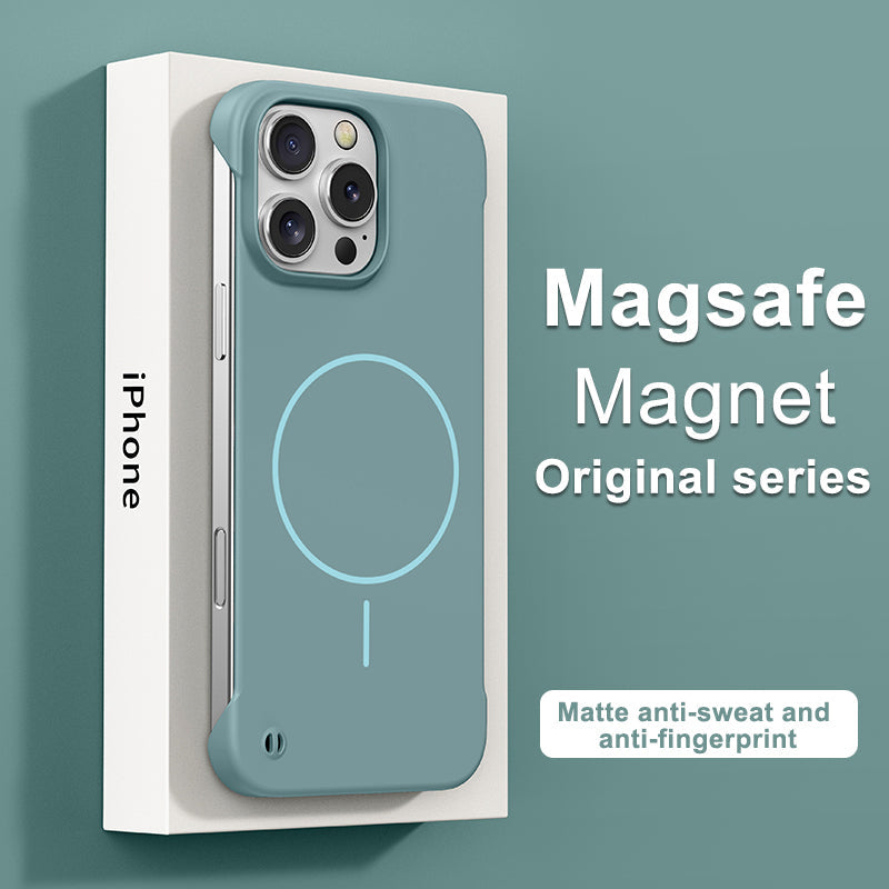 Thin circle magnetic skin-feel solid color frameless shell Apple phone case