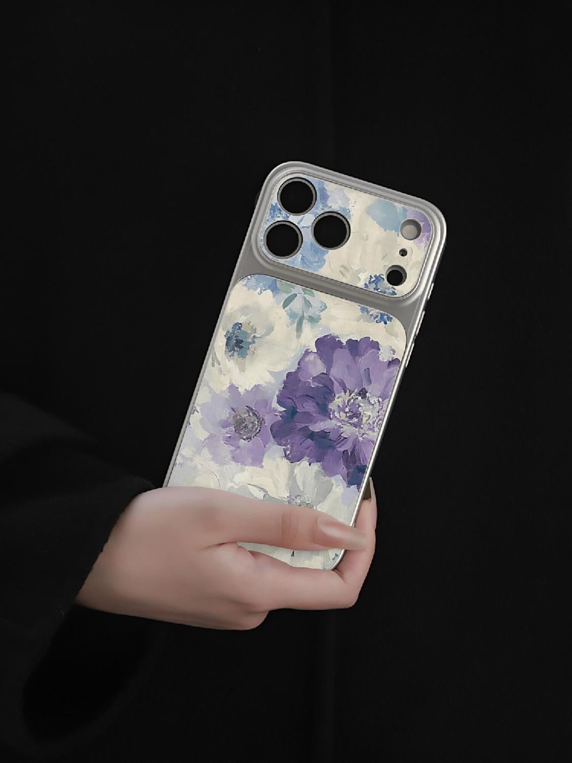 Lambskin oil painting flower Apple phone case