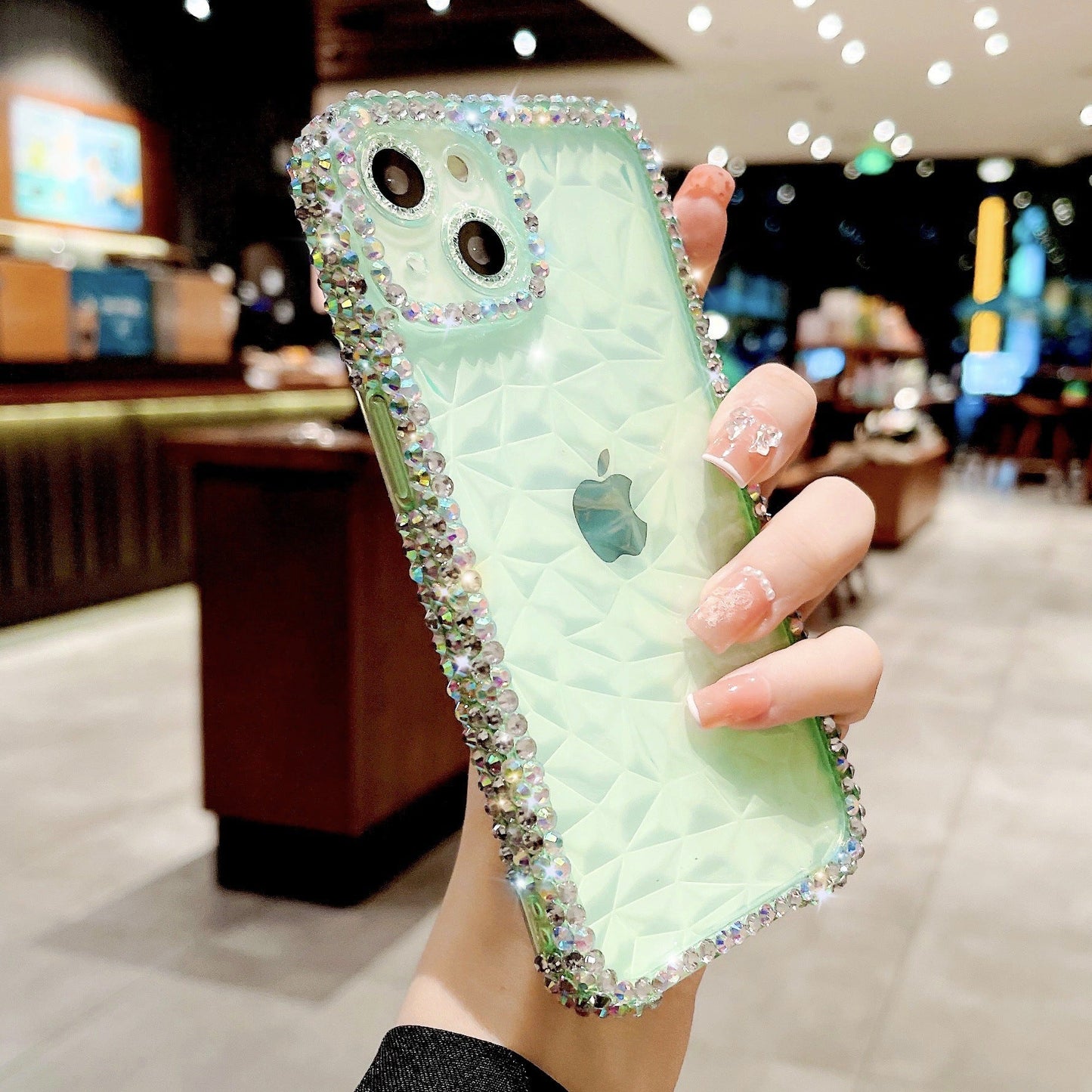 Diamond pattern transparent silicone iPhone case