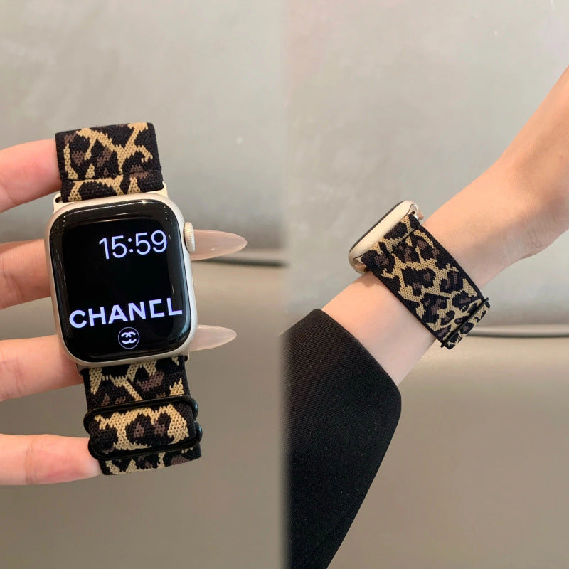 Iwatch strap elastic woven leopard print loop