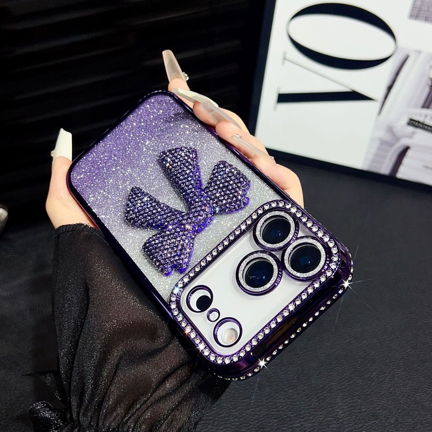 Electroplated 3D bow Apple phone case