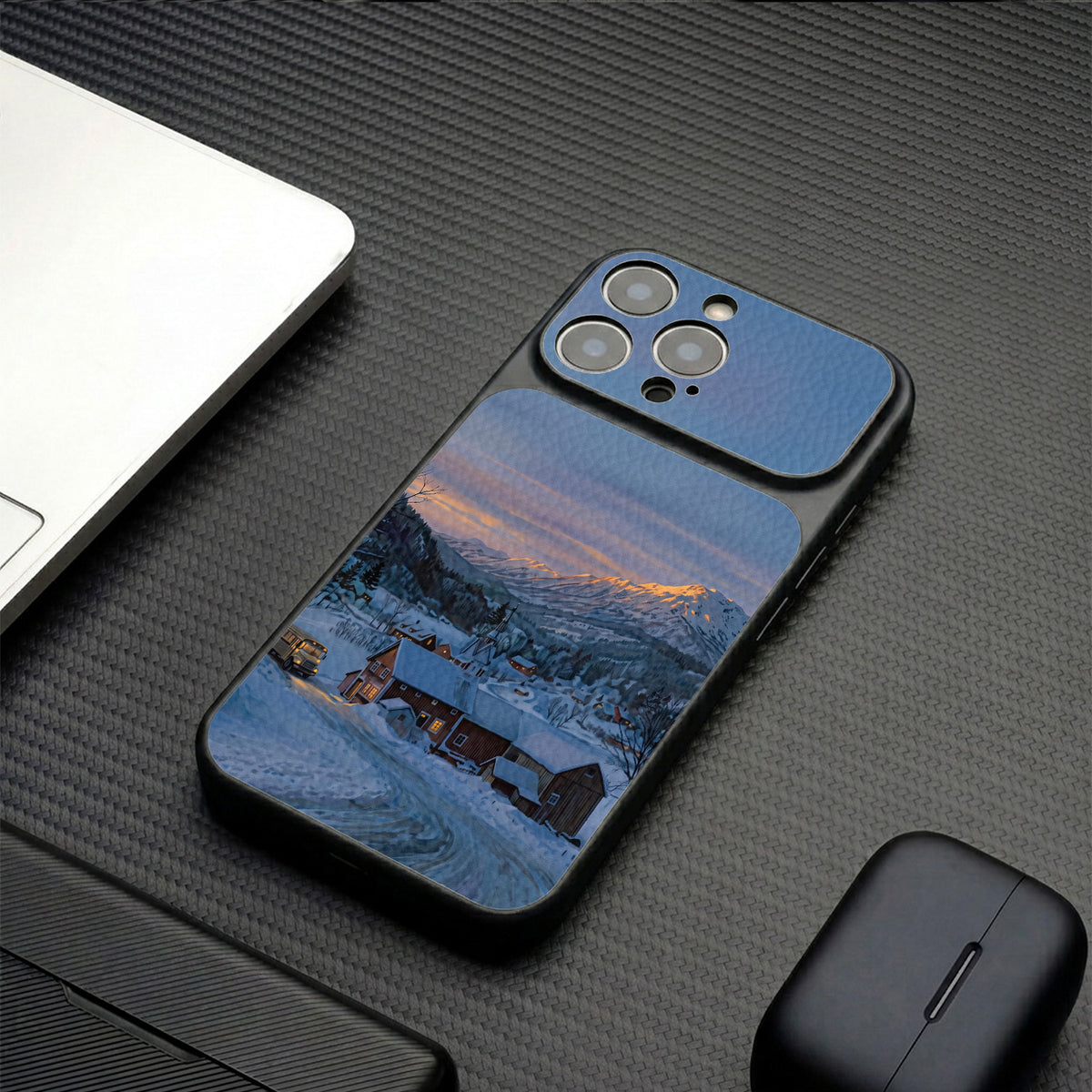 Snow Mountain Cabin Apple Phone Case