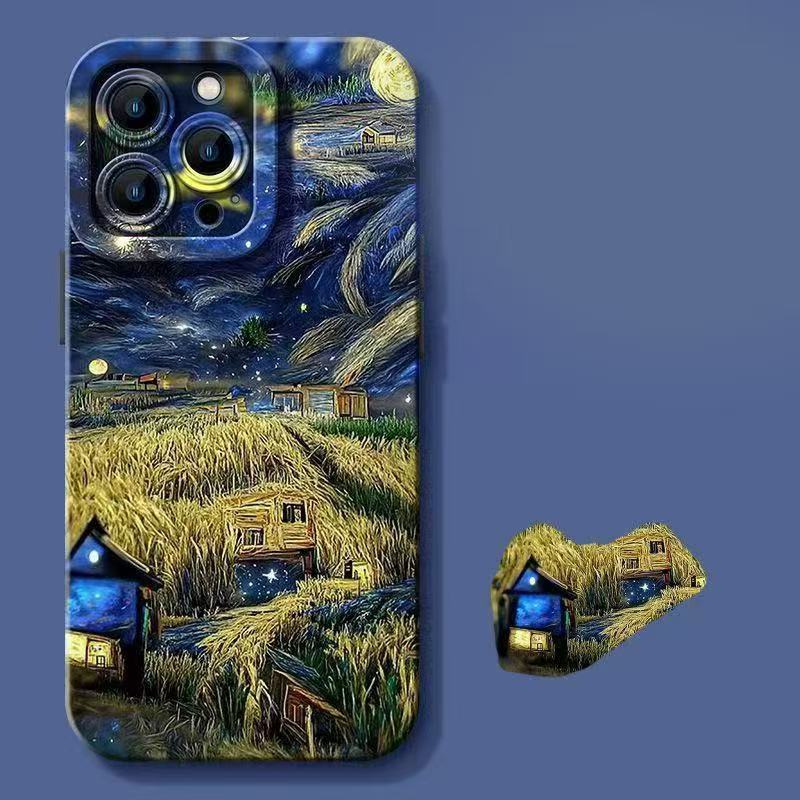 Oil painting castle wheat field Apple phone case