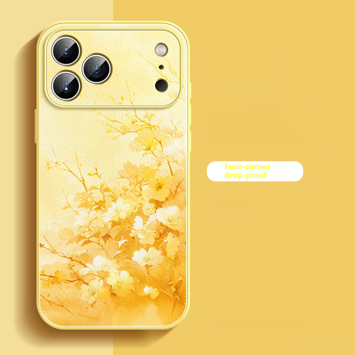Floral and leafy liquid leather textured Apple phone case