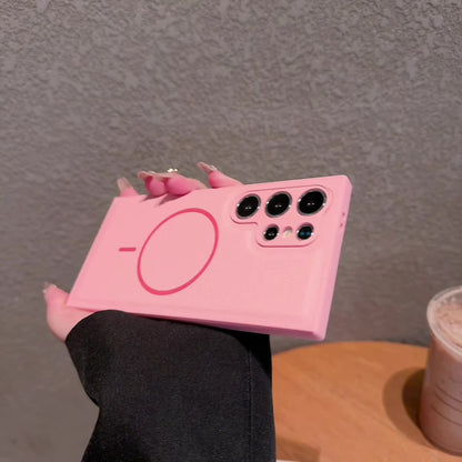 Fashionable plain leather magnetic Samsung phone case