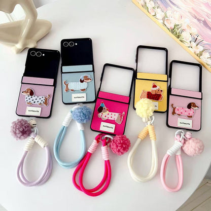 Dachshund leather Samsung Z Flip phone case