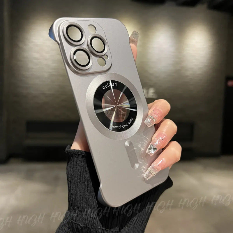 Cat logam tanpa bingkai tanda kebocoran magnetik sarung telefon bimbit Apple 