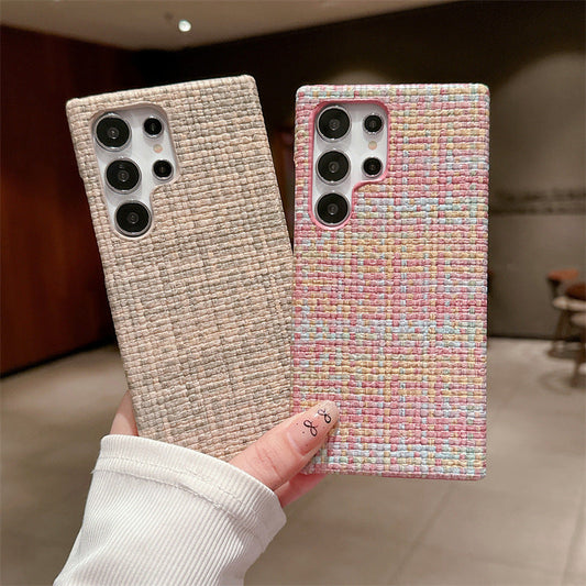Simple Chanel style ins woven Samsung mobile phone case