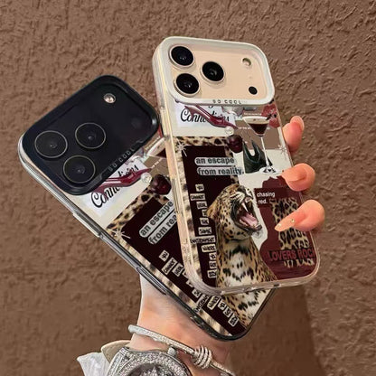 Leopard print red wine Apple phone case
