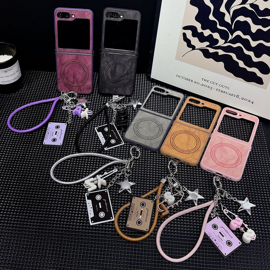 Sheep leather magnetic lanyard Z Flip phone case