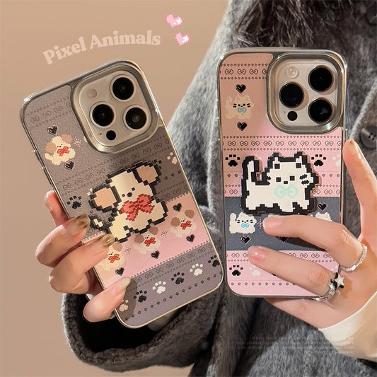 Cute sketch cat and puppy iPhone case