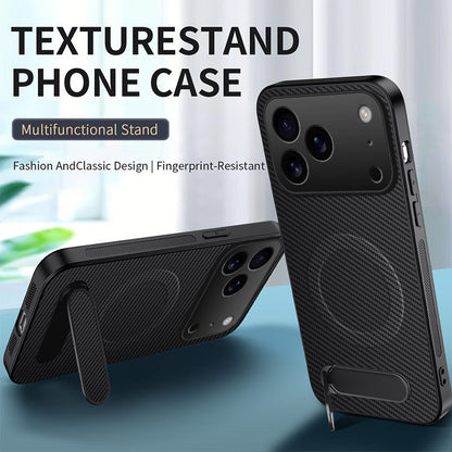 Carbon fiber textured magnetic stand Apple phone case
