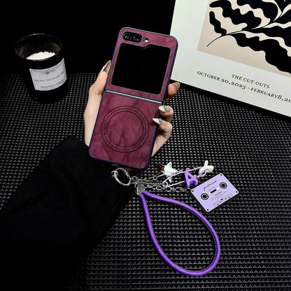 Sheep leather magnetic lanyard Z Flip phone case