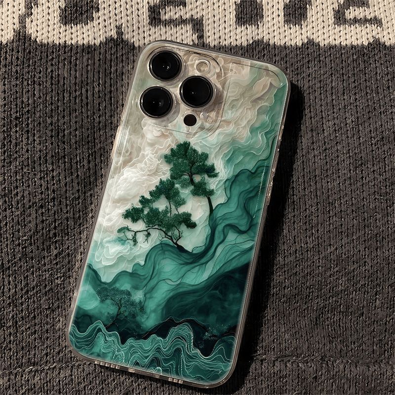Mist-Shrouded Green Pines iPhone Case