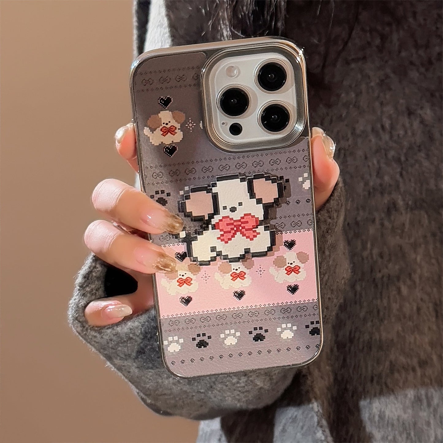 Cute sketch cat and puppy iPhone case