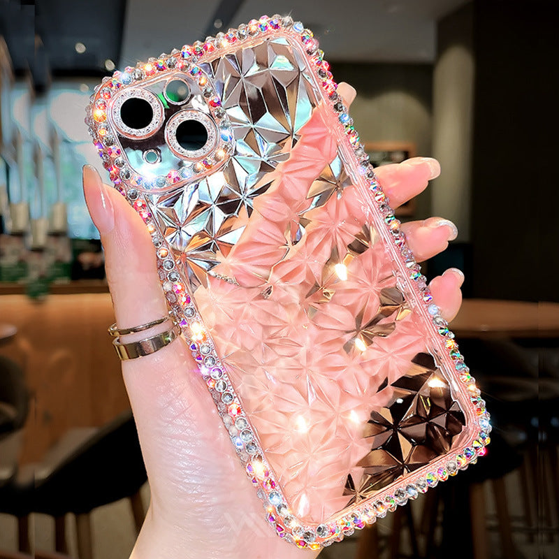 Diamond pattern transparent silicone iPhone case