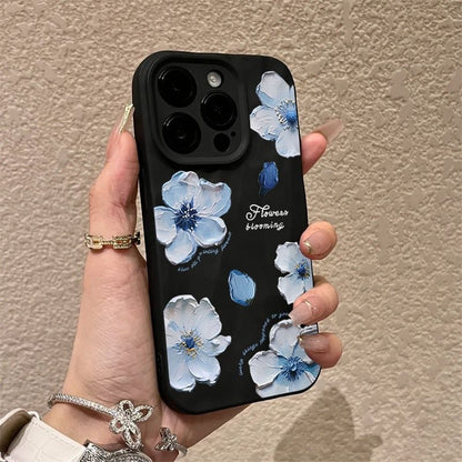 Oil painting flower pleated Apple phone case