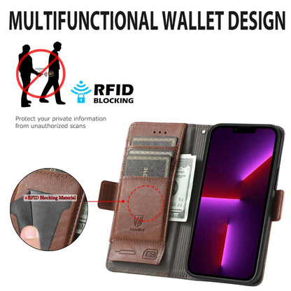Leather anti-theft brush magnetic flip iPhone protective case