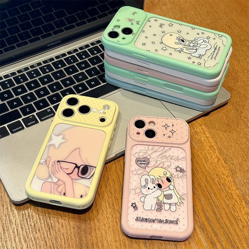 Cute Girl Large Window Apple Phone Case