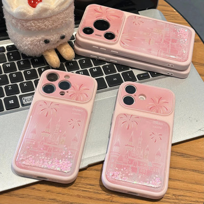 Pink quicksand fireworks castle Apple phone case