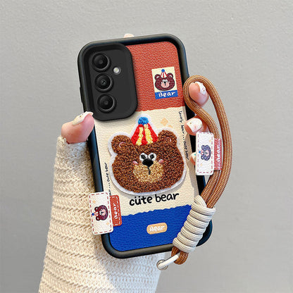 Leather Embroidery Cartoon Samsung Phone Case