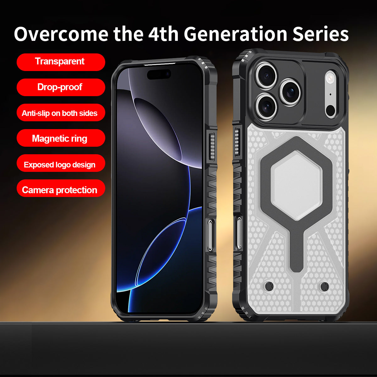 Transparent back panel anti-drop magnetic Apple phone case