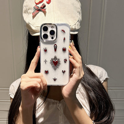 3D Dark Red Heart iPhone Case