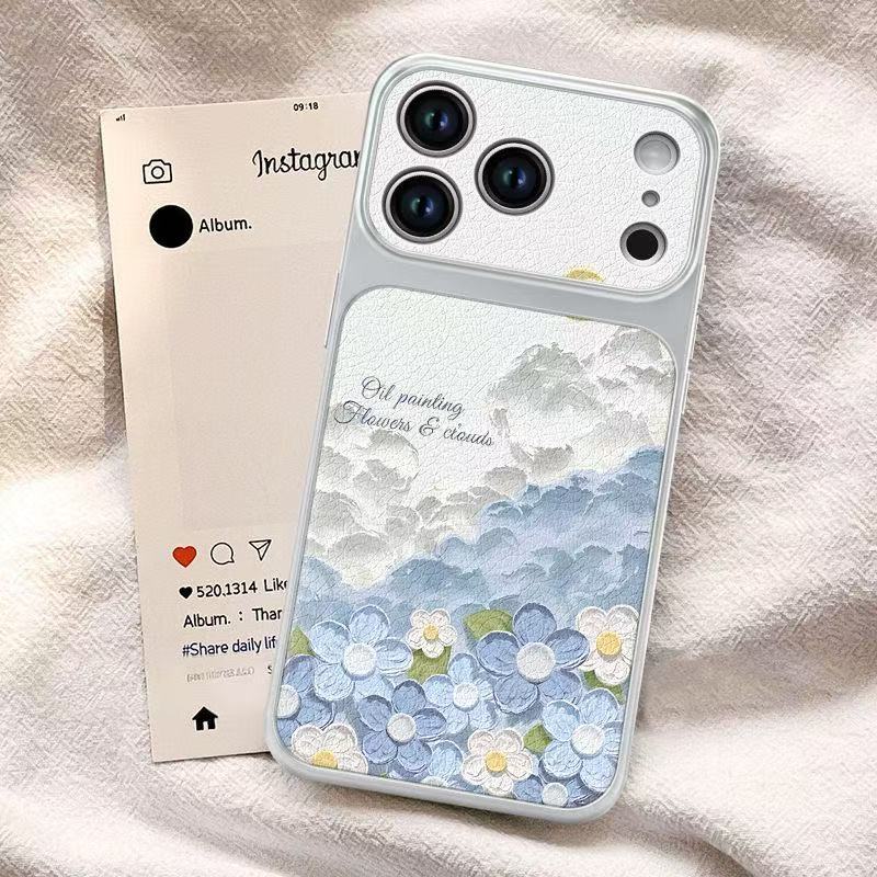 Oil painting flower lychee texture Apple phone case