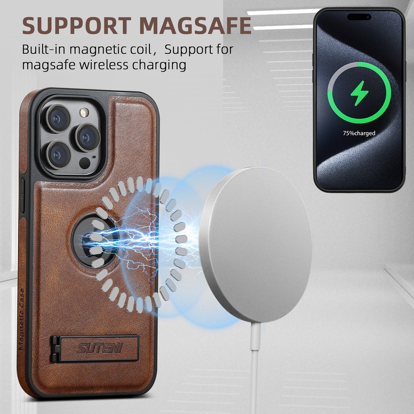 Pendakap Magnetic Wax Type Leather Case Sarung Telefon Apple 
