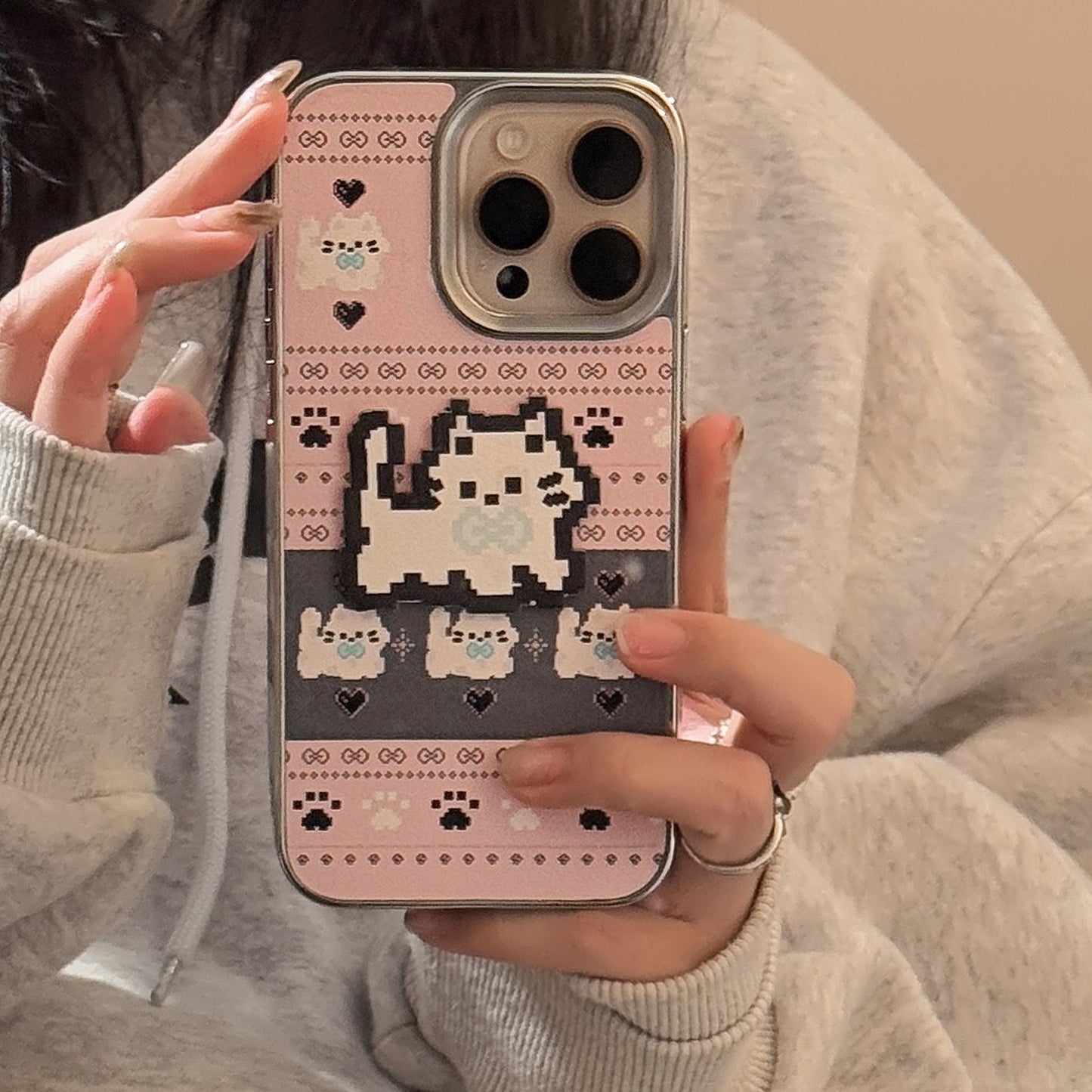 Cute sketch cat and puppy iPhone case