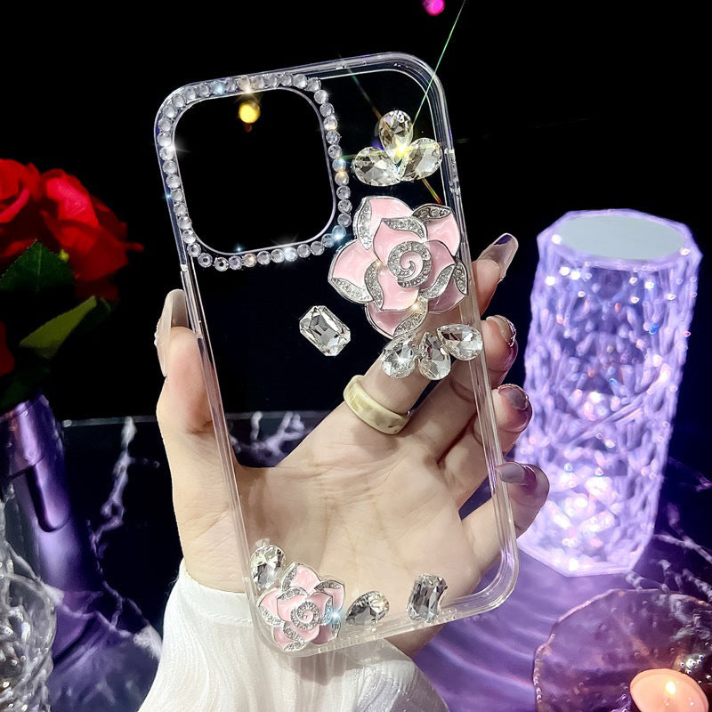 Apple ins transparent rose three-dimensional mobile phone case