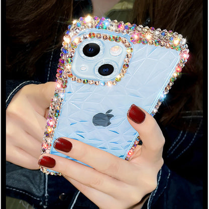 Diamond pattern transparent silicone iPhone case