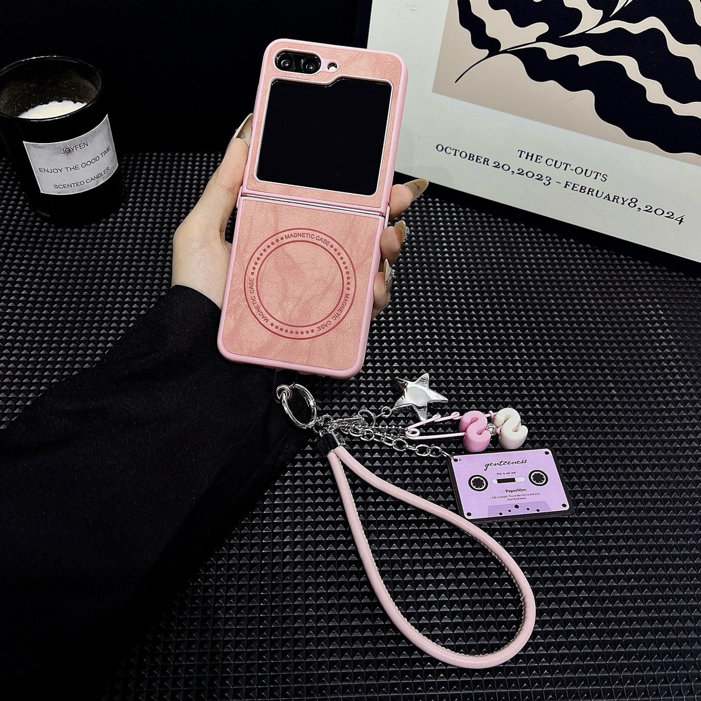 Sheep leather magnetic lanyard Z Flip phone case