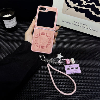 Sheep leather magnetic lanyard Z Flip phone case