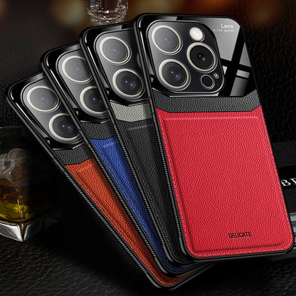 Simple leather-textured Apple phone case
