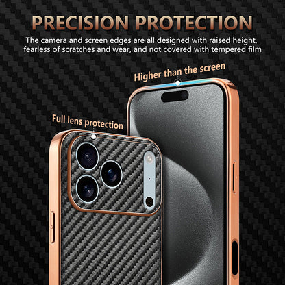 Electroplated shockproof carbon fiber textured Apple phone case