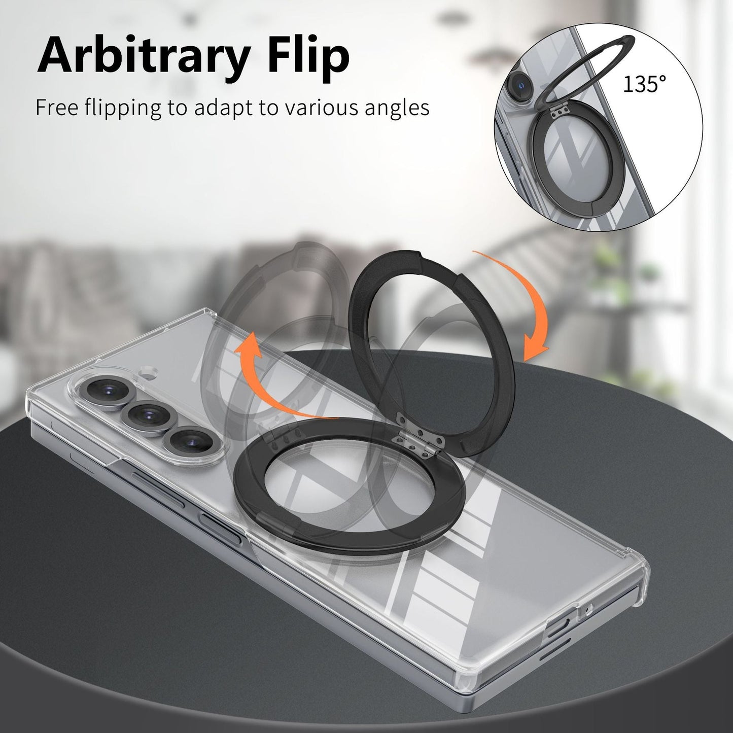 Transparent magnetic rotating ring Samsung Z Fold phone case