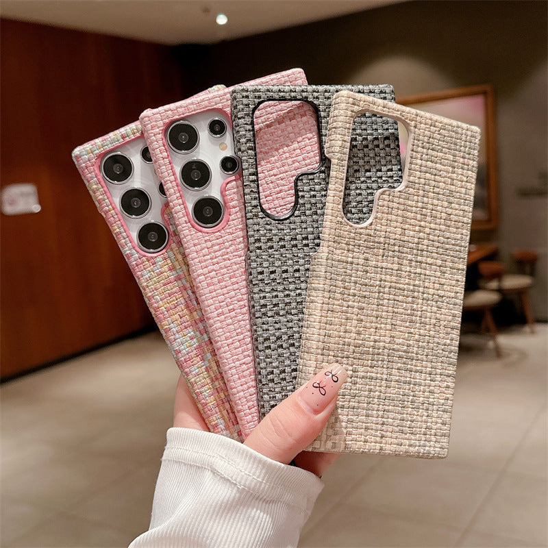Simple Chanel style ins woven Samsung mobile phone case