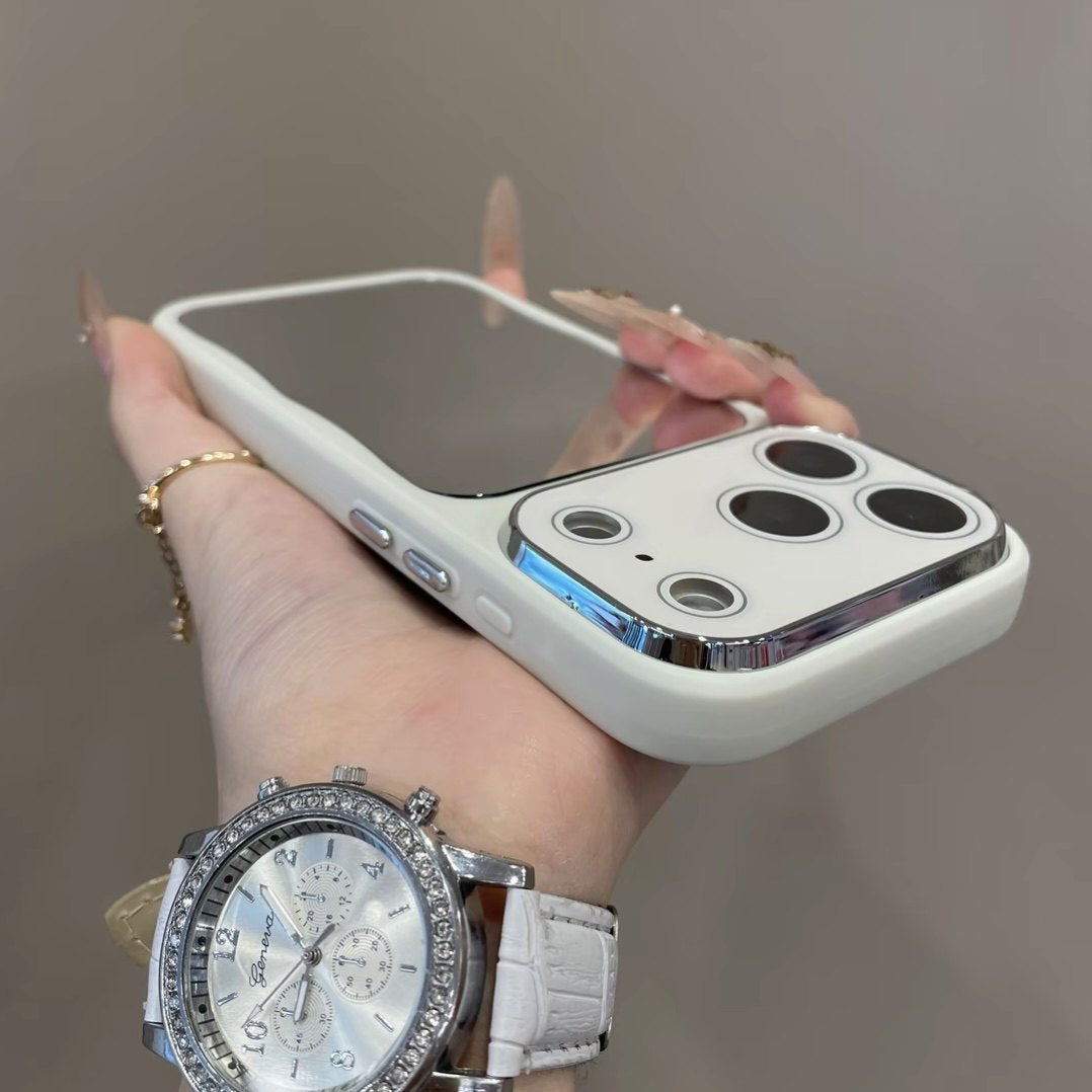 ING style mirrored large window Apple phone case