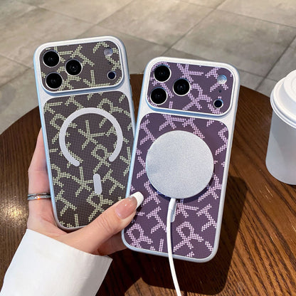 Large window graffiti magnetic leather textured Apple phone case