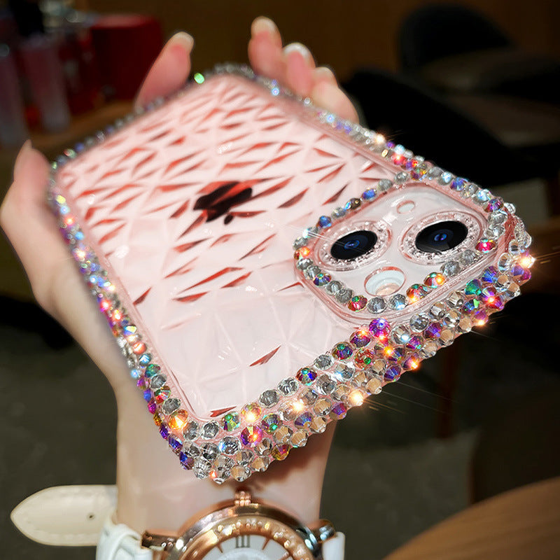 Diamond pattern transparent silicone iPhone case