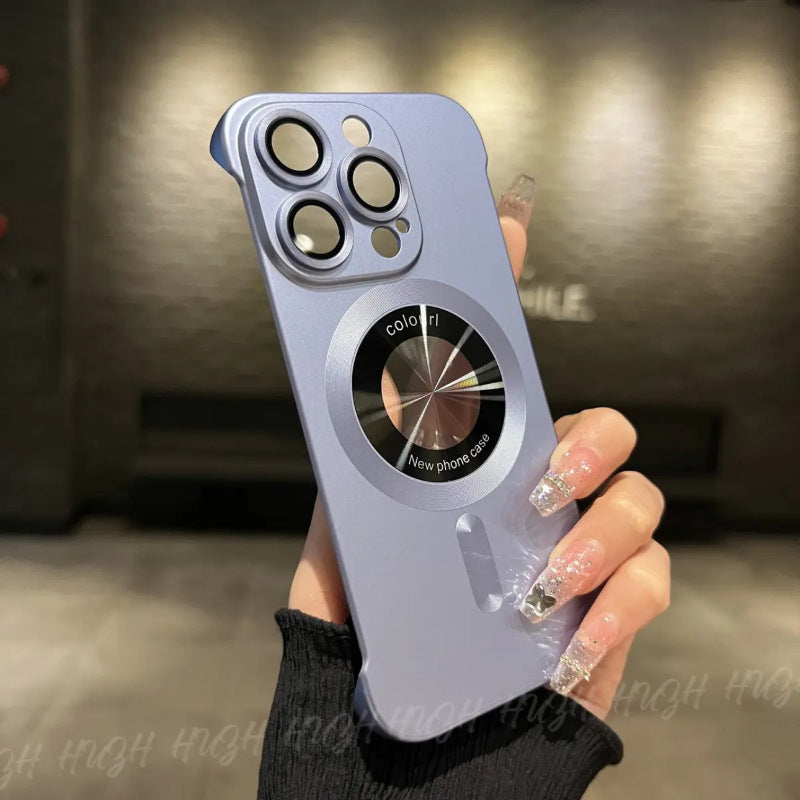 Cat logam tanpa bingkai tanda kebocoran magnetik sarung telefon bimbit Apple 