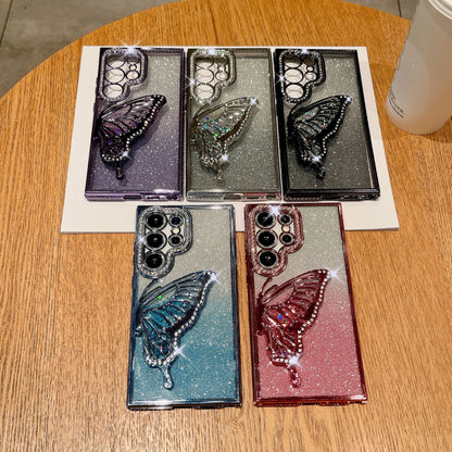 Rak bergemerlapan mewah rama-rama berlian buatan tiga dimensi sarung telefon bimbit Samsung 