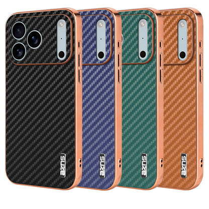 Electroplated shockproof carbon fiber textured Apple phone case