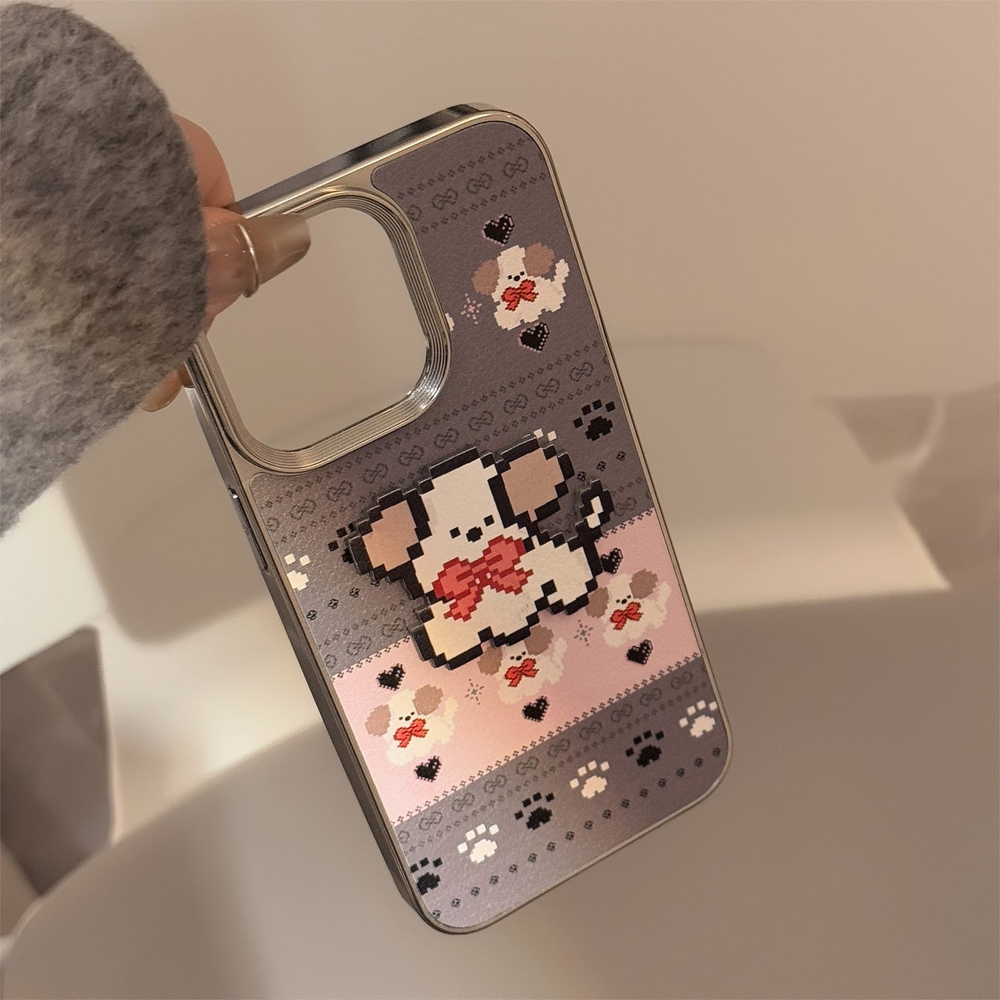 Cute sketch cat and puppy iPhone case