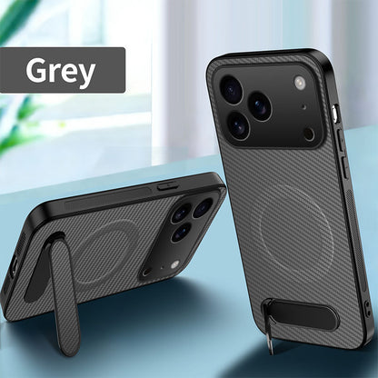 Carbon fiber textured magnetic stand Apple phone case